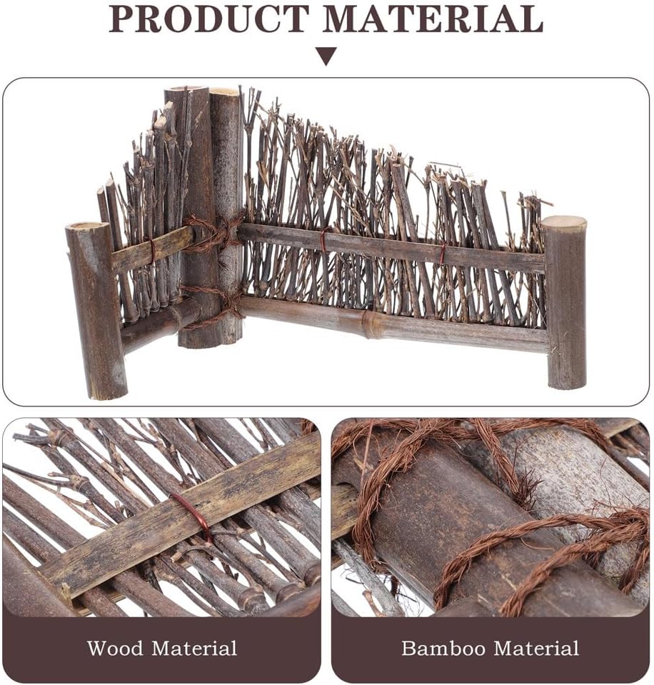 Yardwe Bamboo Mini Fence 2 Pack 11.81 Inch Handmade Fence Decor Light Brown Decorative Screen for Diy Sashimi Plate Supply Micro Landscaping Bonsai Photo Prop Desktop Decor image 4