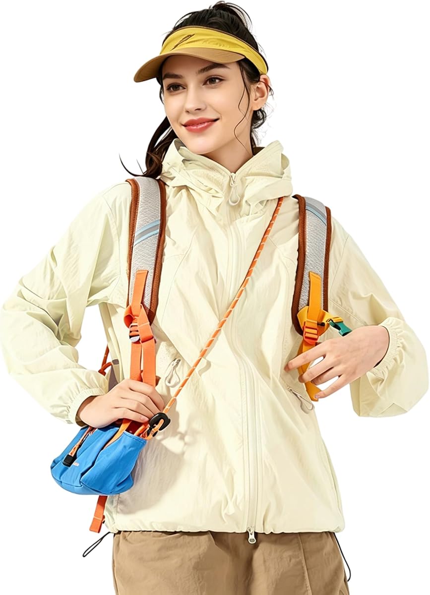 Velius Women's UPF 50+ Hoodie Pockets UV Sun Protection SPF Long Sleeve Light weight Shirt Jacket for Women Hiking Outdoor