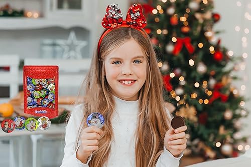 Miniatura 9 de Fruidles Discos temáticos de muñeco de nieve de chocolate con leche navideña, papas fritas dobles, rellenos de bolsas de fiesta, láminas envueltas