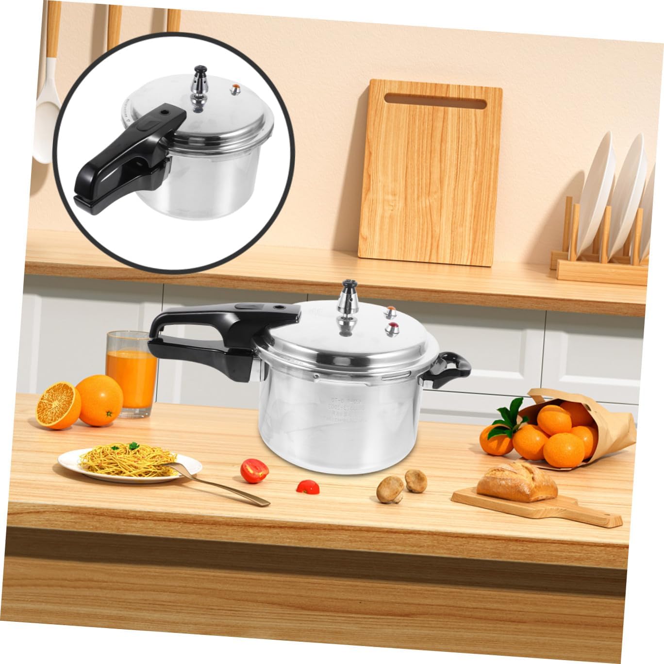 High Pressure Cooker Gas Stove Compatible Aluminum Alloy Pot with Polished Composite Bottom Household Kitchen Pressure Pot for Steaming Braising Soup Stewing Boiling