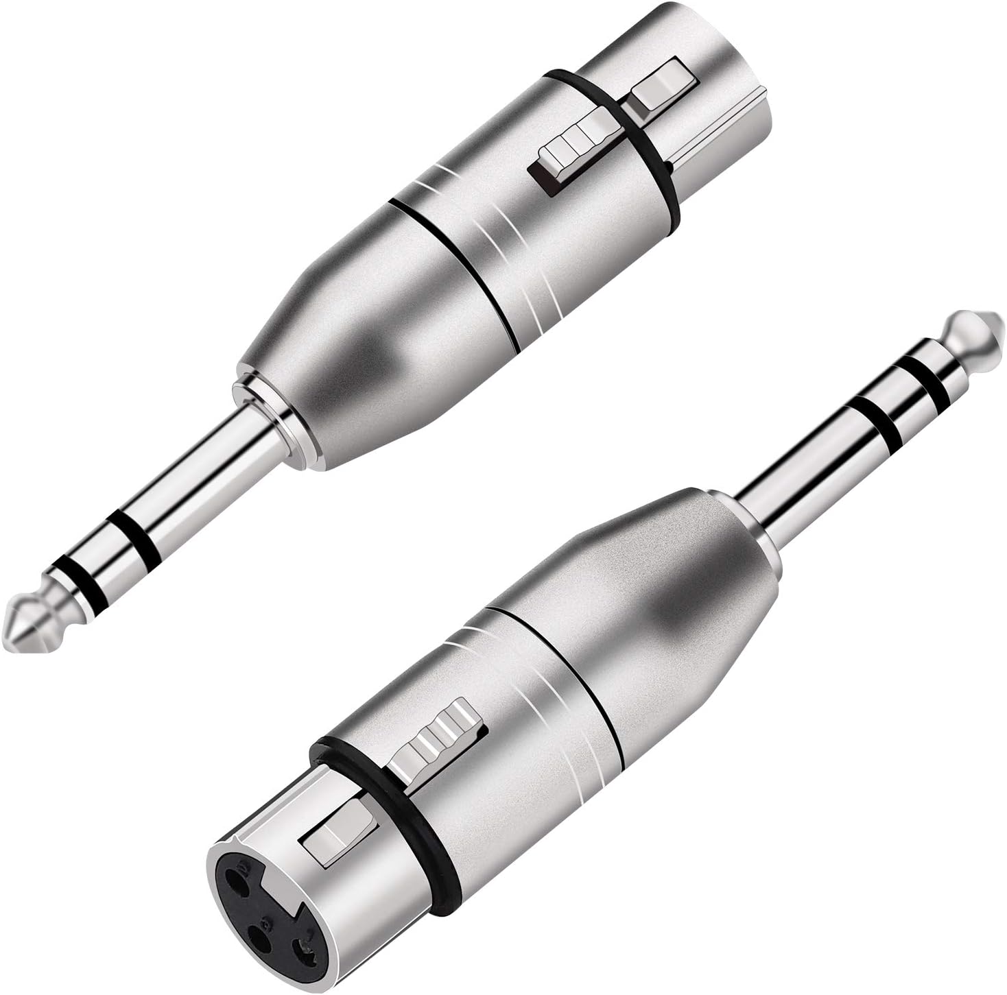 Tisino XLR to Jack TRS Adapter, Balanced Female XLR to Quarter Inch 6.35mm Male Adapters - 2 Pack