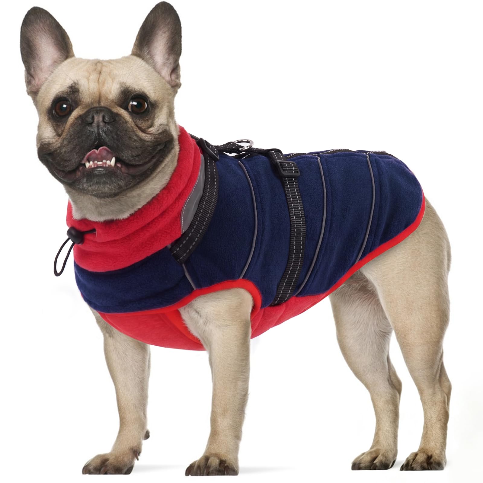 Dog Jacket With Harness, Warm Winter Coat For Dogs(Navy, S)