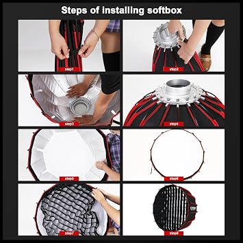 GVM 24/60cm Soft Boxes Lighting Bowens Mount, Parabolic Softbox Quick Release Compatible with PRO-SD200B/ SD300B/SD400B/SD500B/SD650B/ and Other Bowens Mount Light, Softbox for Studio Photography