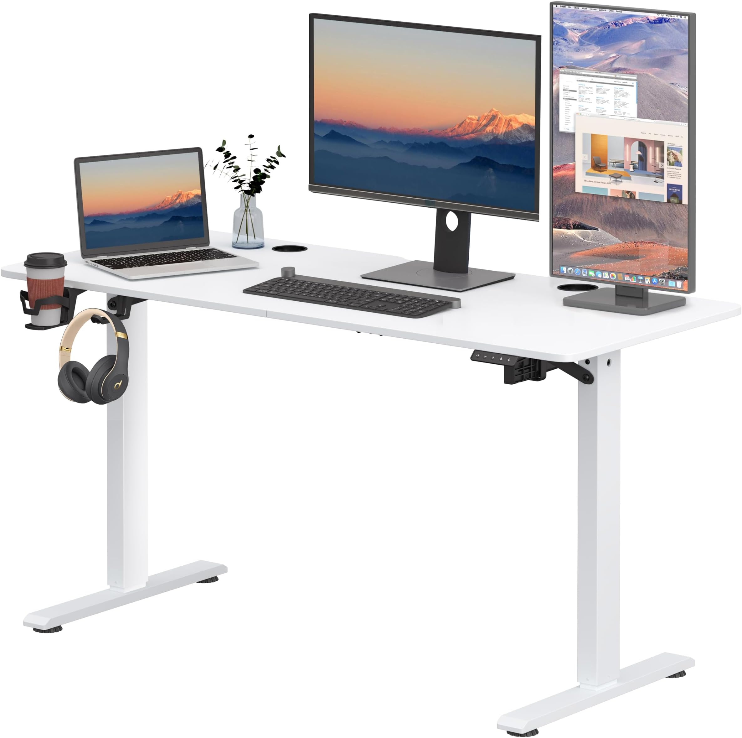 Height Adjustable Electric Standing Desk 120 x 60 cm Stand Up Table Desk Splice Board, Smart