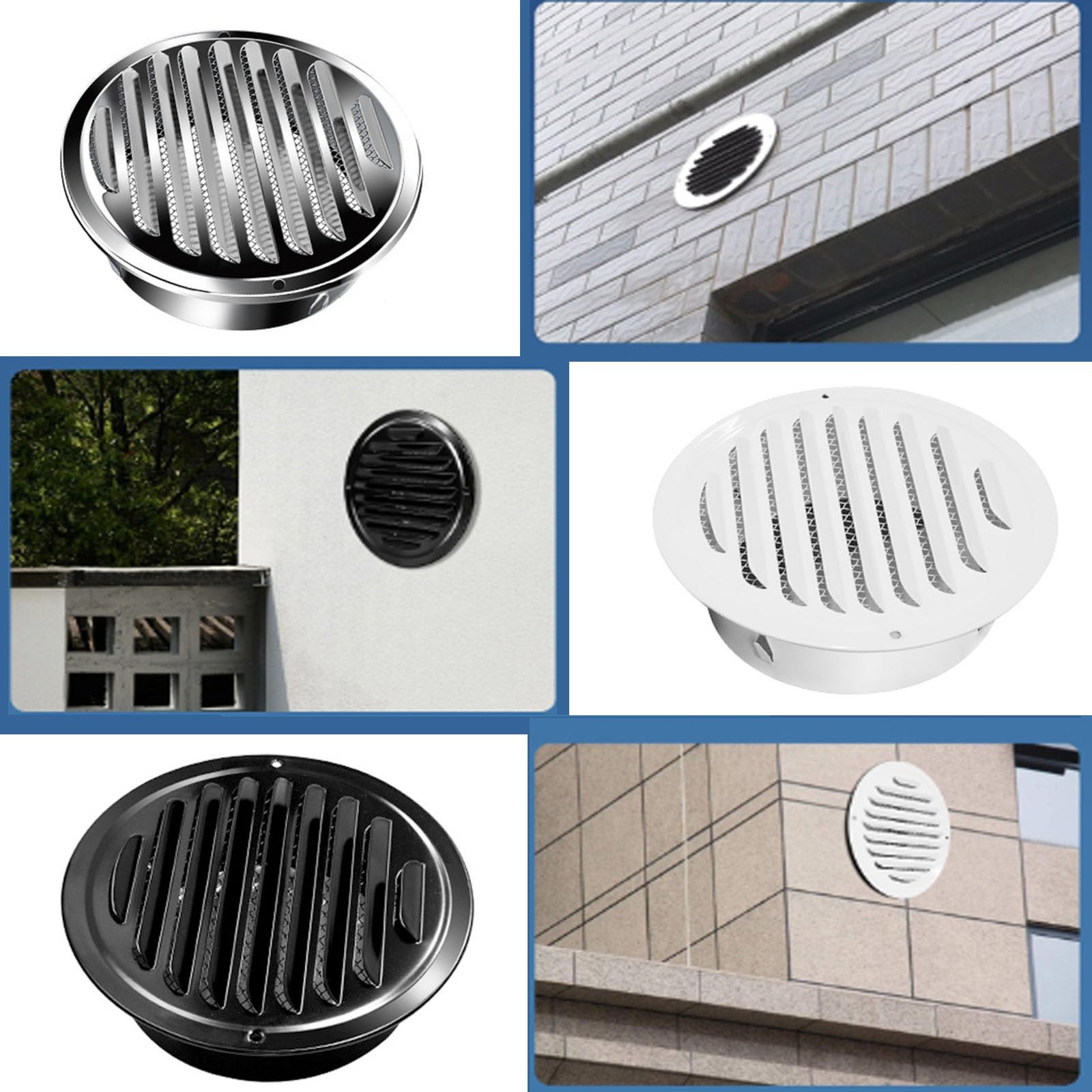 Rejilla De Ventilación para Chimenea De Acero Inoxidable, Cubierta De Pared para Chimenea, Rejilla De Ventilación para Baño, Garaje, Oficina, Hogar, Interior Y Exterior..Glossy Version-13cm