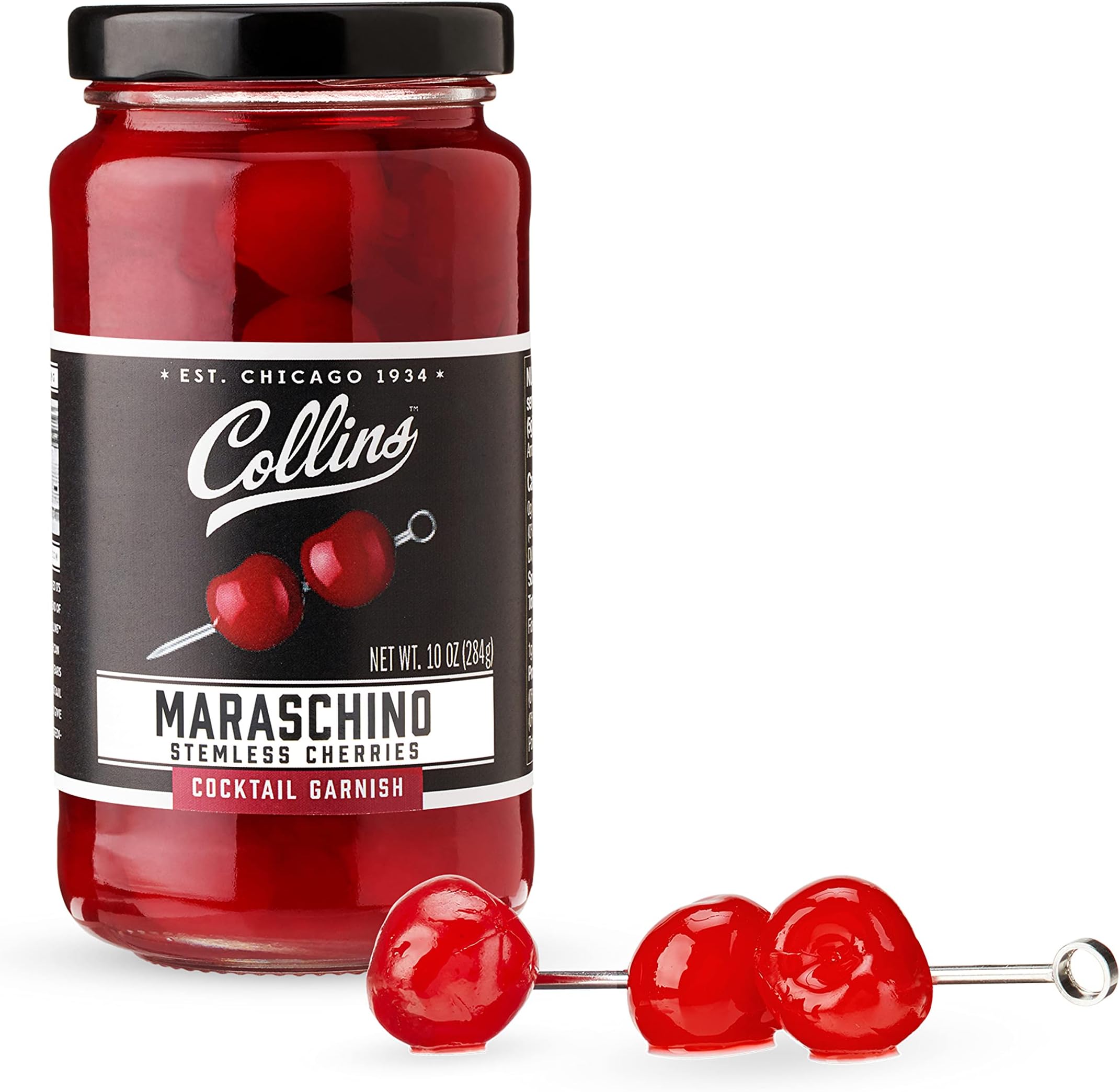 Collins 10 oz Cocktail Cherries Garnishes, Stemless Maraschino
