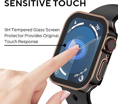 Miniatura 3 de Paquete de 3 fundas impermeables para Apple Watch Series 6, 5, 4, SE de 1.732 pulgadas, cubierta dura de policarbonato con borde recto con protector
