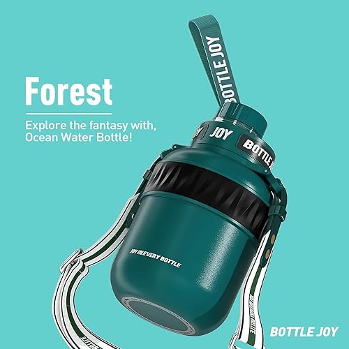 Miniatura 5 de BOTTLE JOY Botella de agua de acero inoxidable tapa a prueba de fugas, sorbo perfecto, doble aislamiento, ecológica, apta para lavavajillas y correa