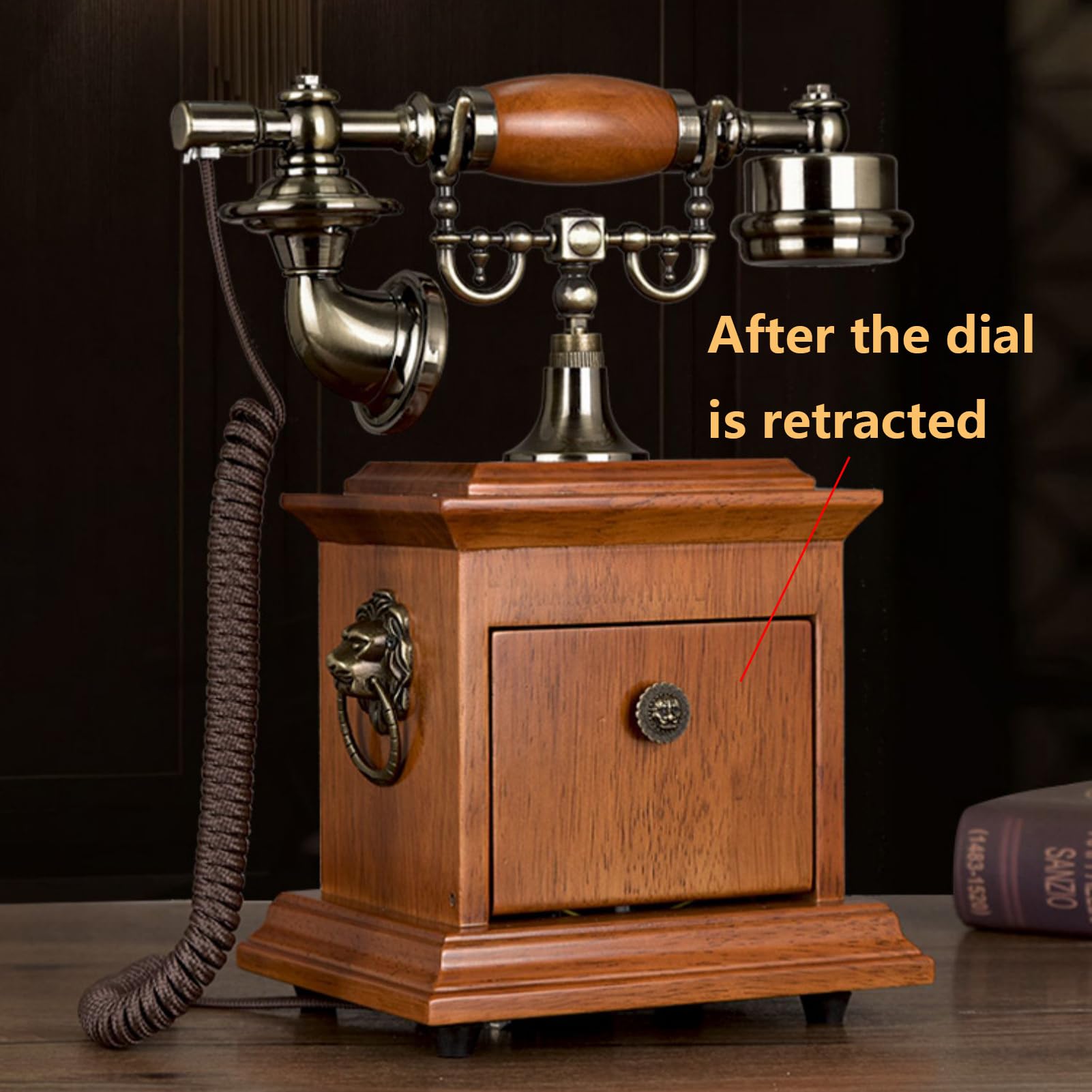 Telefono Fisso retrò con Filo E Tastierino Rotante, Classico Telefono da Scrivania Vintage Vecchio Stile per Casa/Ufficio/Hotel, Regalo Antico con Filo per Anziani