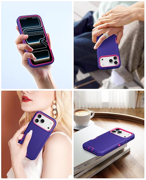 Jelanry Case for iPhone 17 Pro Max 5G 6.9-inch, Heavy Duty Rugged & Dual-Layer Shockproof Drop Proof Protection w/Port Anti dust Scratch Back Cover Phone Cases for Apple iPhone 17 Pro Max 2025, Purple by Jelanry - Image 6