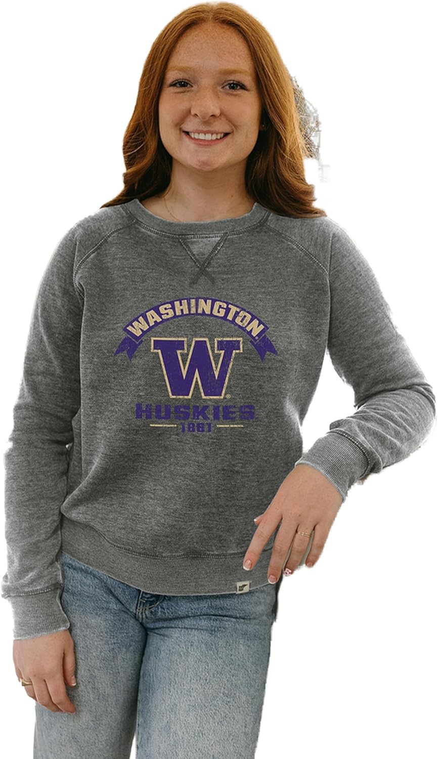 Blue 84 NCAA womens Ncaa Officially Licensed Women's Crewneck Sweatshirt Burnout Vintage Scholar