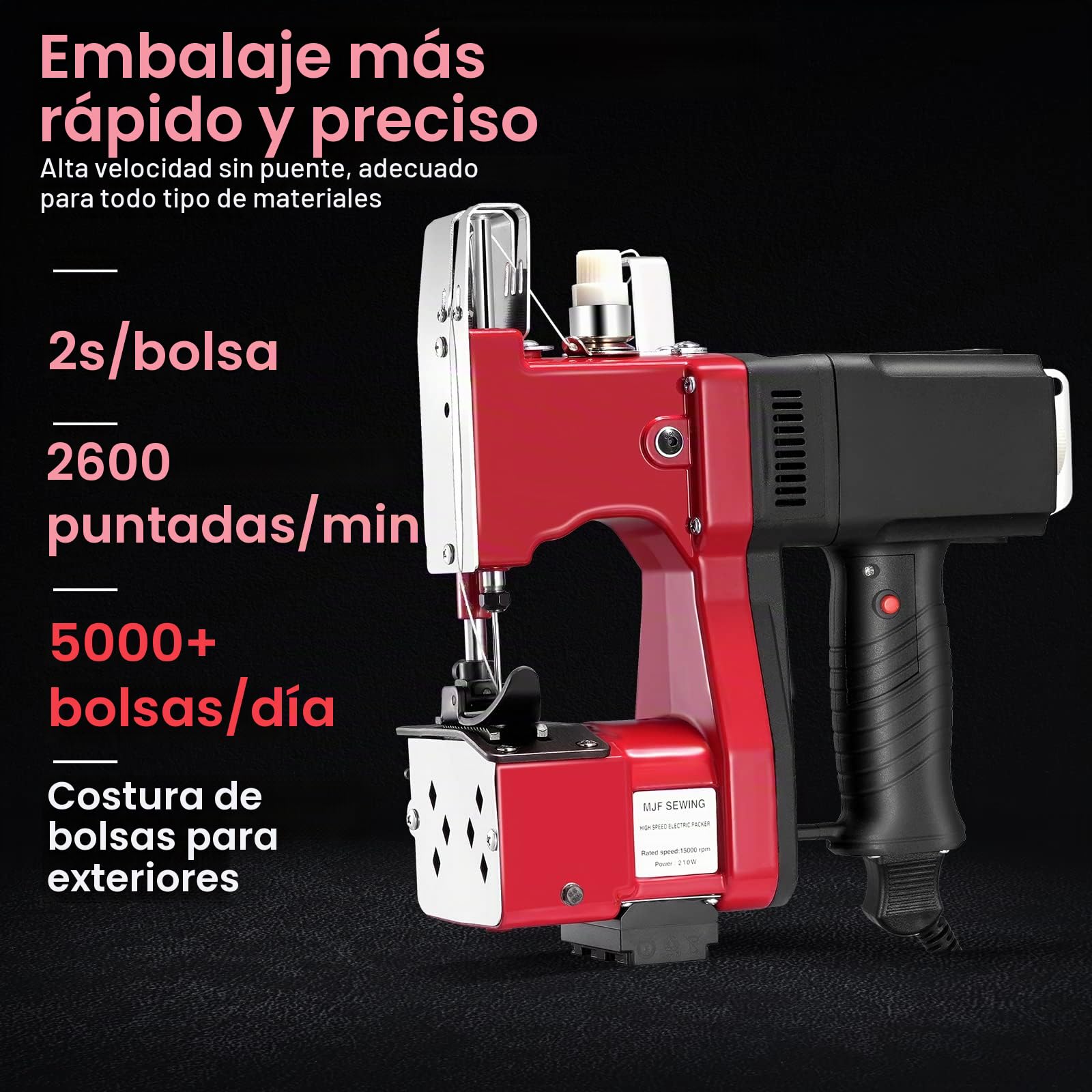 220V cosedora de sacos,2600 puntadas/minuto Máquina de coser portátil Máquina de coser más cercana Bolsa de embalaje para bolsa de plástico de papel de arroz saco de piel de serpiente