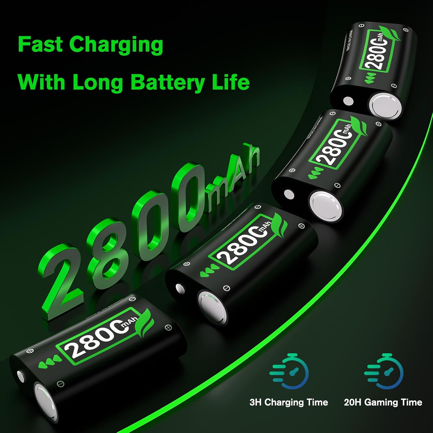 4x2800mah Battery Pack for Xbox Series X/S Controller, Rechargeable Battery Compatible for Xbox One/Xbox Series x/Xbox One s, High Capacity