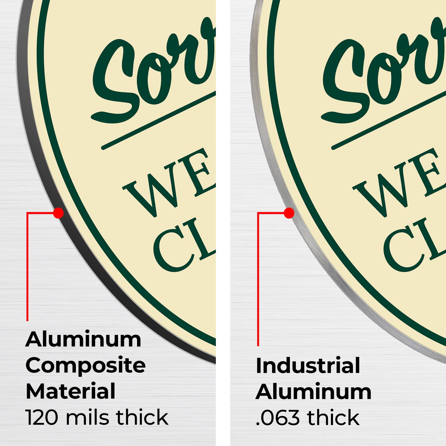 Sorry We are Closed Decor Green Light, 12x18 Inches, Aluminum Composite Made in USA