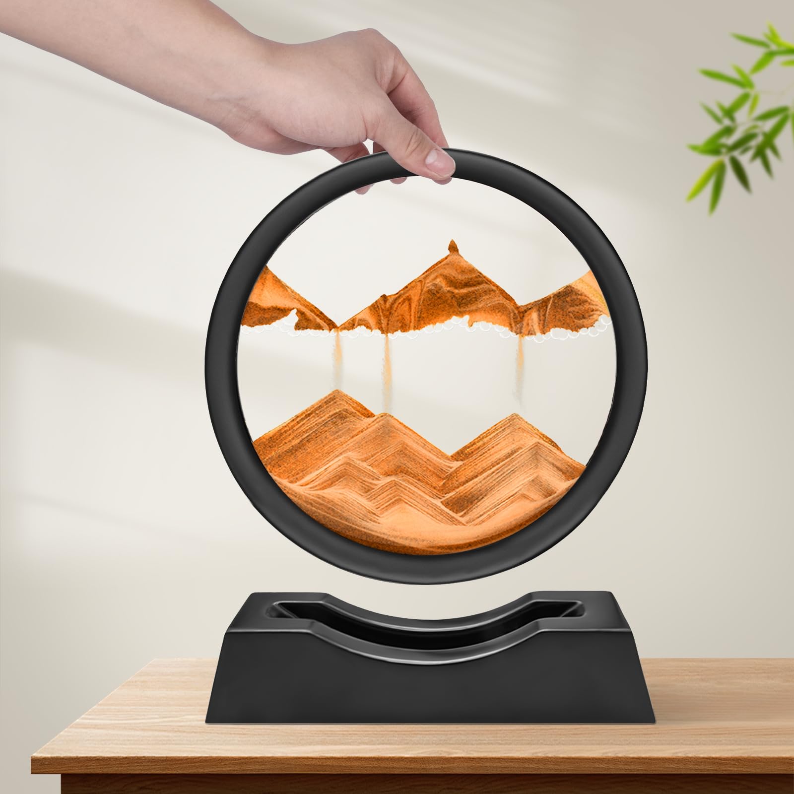 Wai Danie Pittura di Sabbia Che Scorre Quadro Sabbia Movimento sabbia dinamica 3d Hourglass Deep sea Sandscape Display Decorazioni per la Casa e l'ufficio Giocattoli da Scrivania per Adulti (Oro, 7")