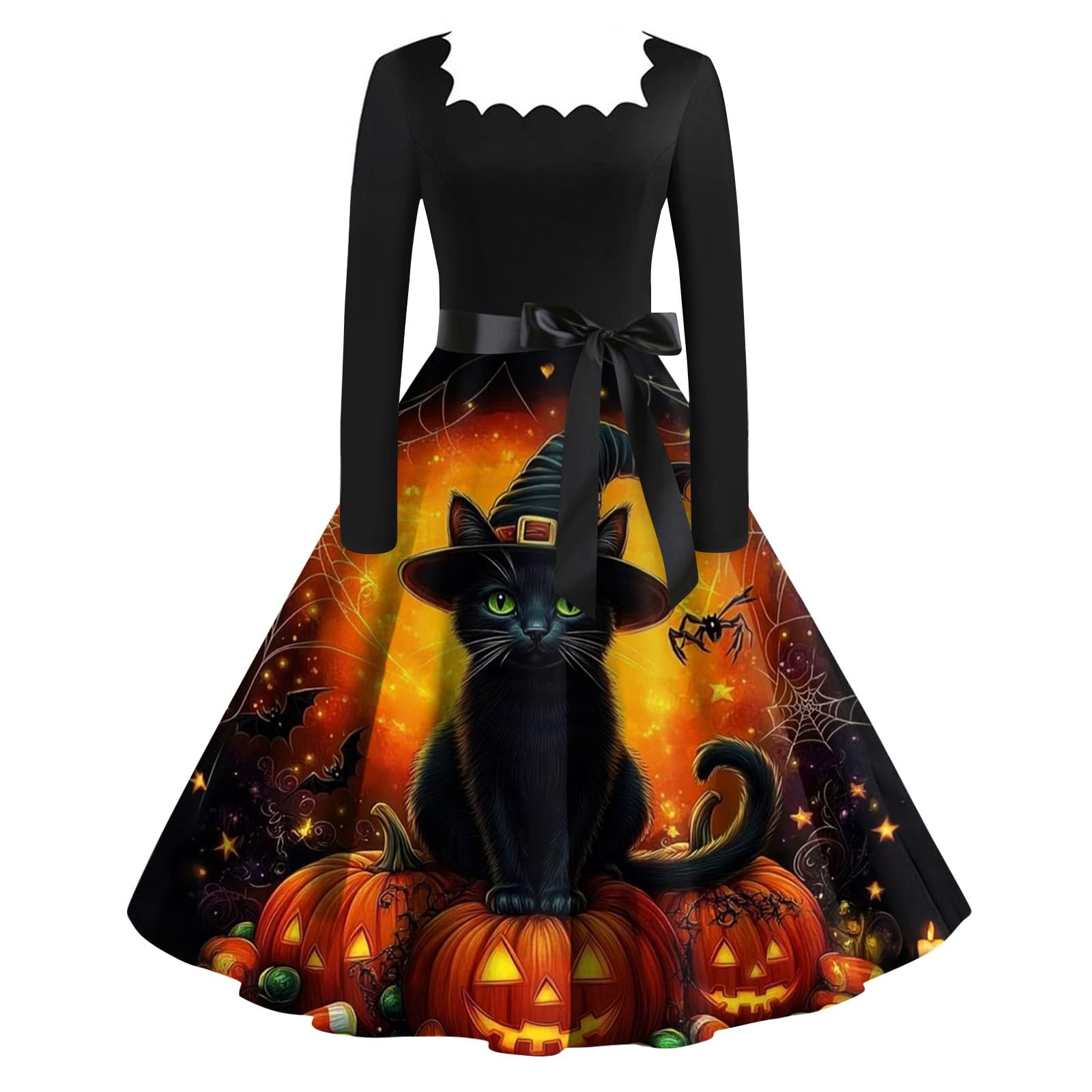 MOKBAY Vestidos De Halloween para Mujer Estampado De Haloween Halloween Disfraz Adulto Vestidos Terroríficos