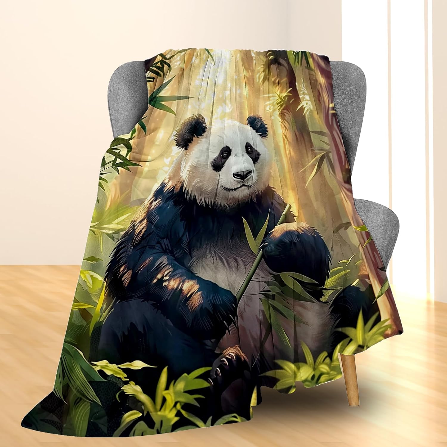 Cute Panda in Forest Blanket | Soft Warm Fuzzy Lightweight Animal Flannel Throw Blanket Perfect for Couch, Bed, Travel & Outdoor Use, Cozy Blankets for Adults Kids Boys Girls 80×60 in