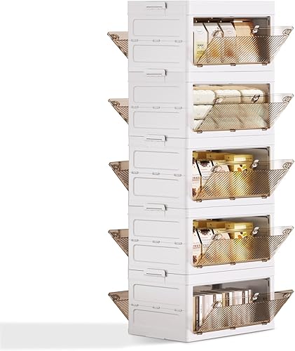 QudraKast Contenedores de almacenamiento de plástico apilables de 5 niveles, contenedores de almacenamiento apilables de 23 cuartos de galón,