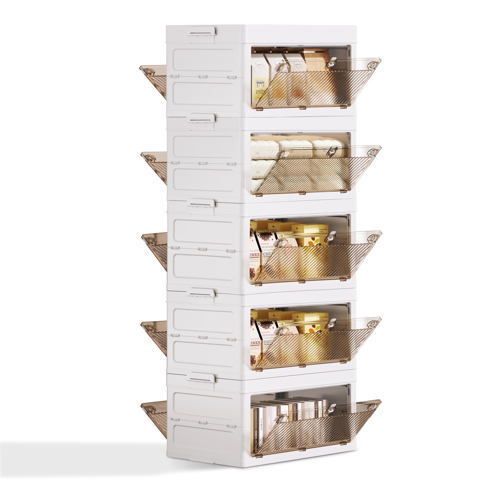 QudraKast 5-Tier Stackable Plastic Storage Bins - 23QT Stackable Storage Bins - Closet Organization and Storage, Suitable for Bedroom, Organization and Storage Boxes for Study, Toy Room, Office