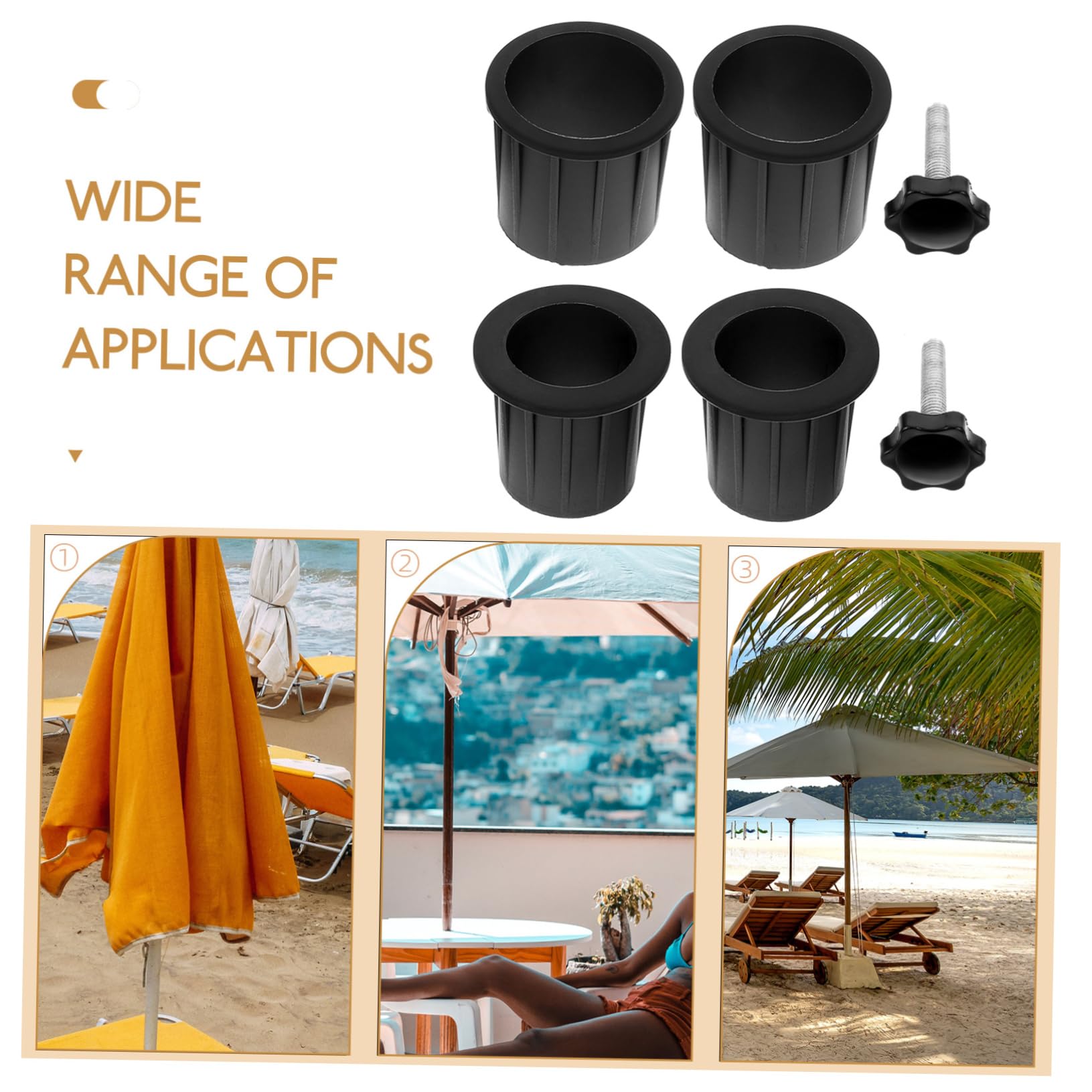 TOYANDONA 3 Juegos Accesorios para Base De Paraguas Patio Enchufar Reemplazo Ancla De Sombrilla De Playa Pararse Ancla del Paraguas Exterior Agujero El Plastico Negro