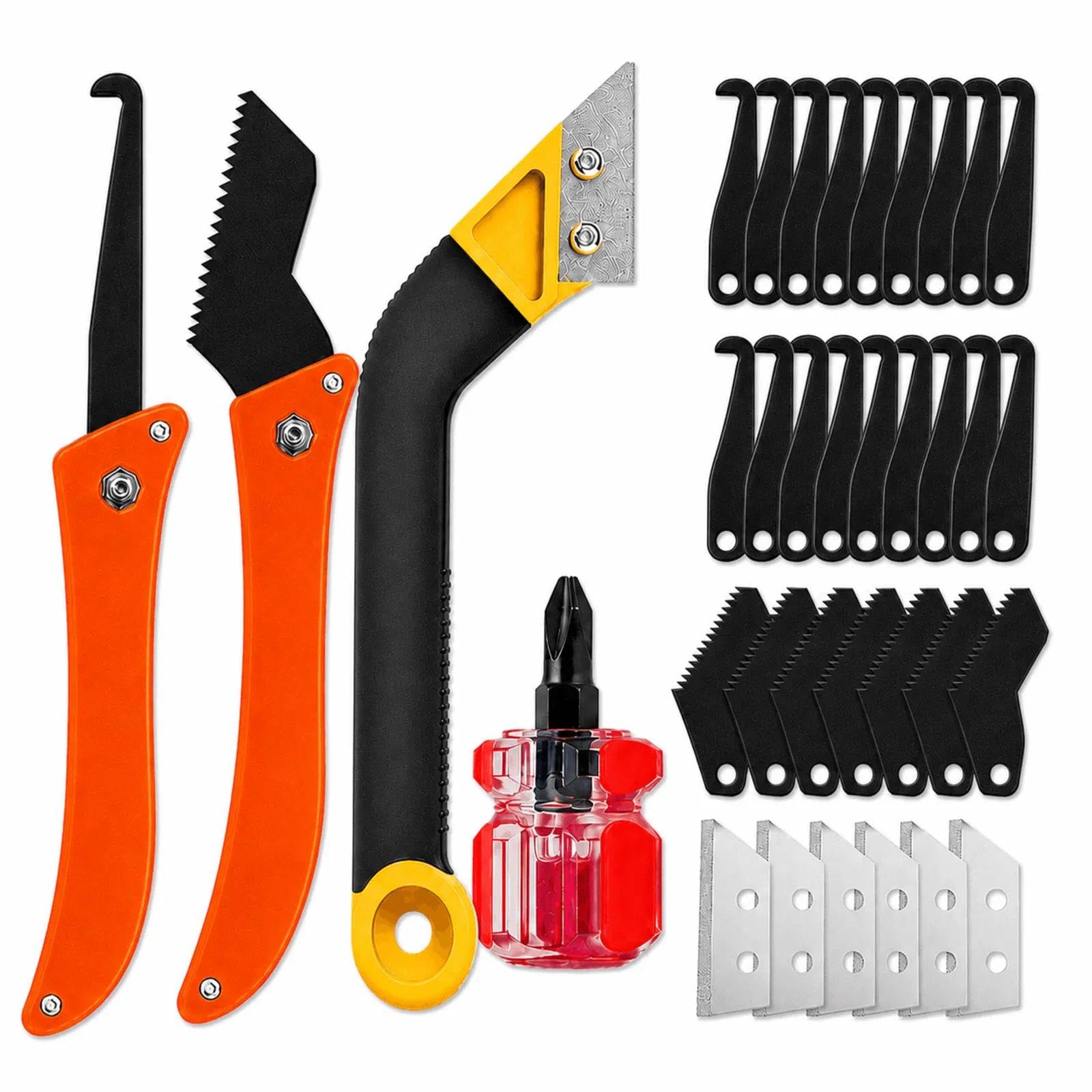 36 Pcs Grout Removal Tool Kit, Foldable Grout Rake, 32 Replacement Blades