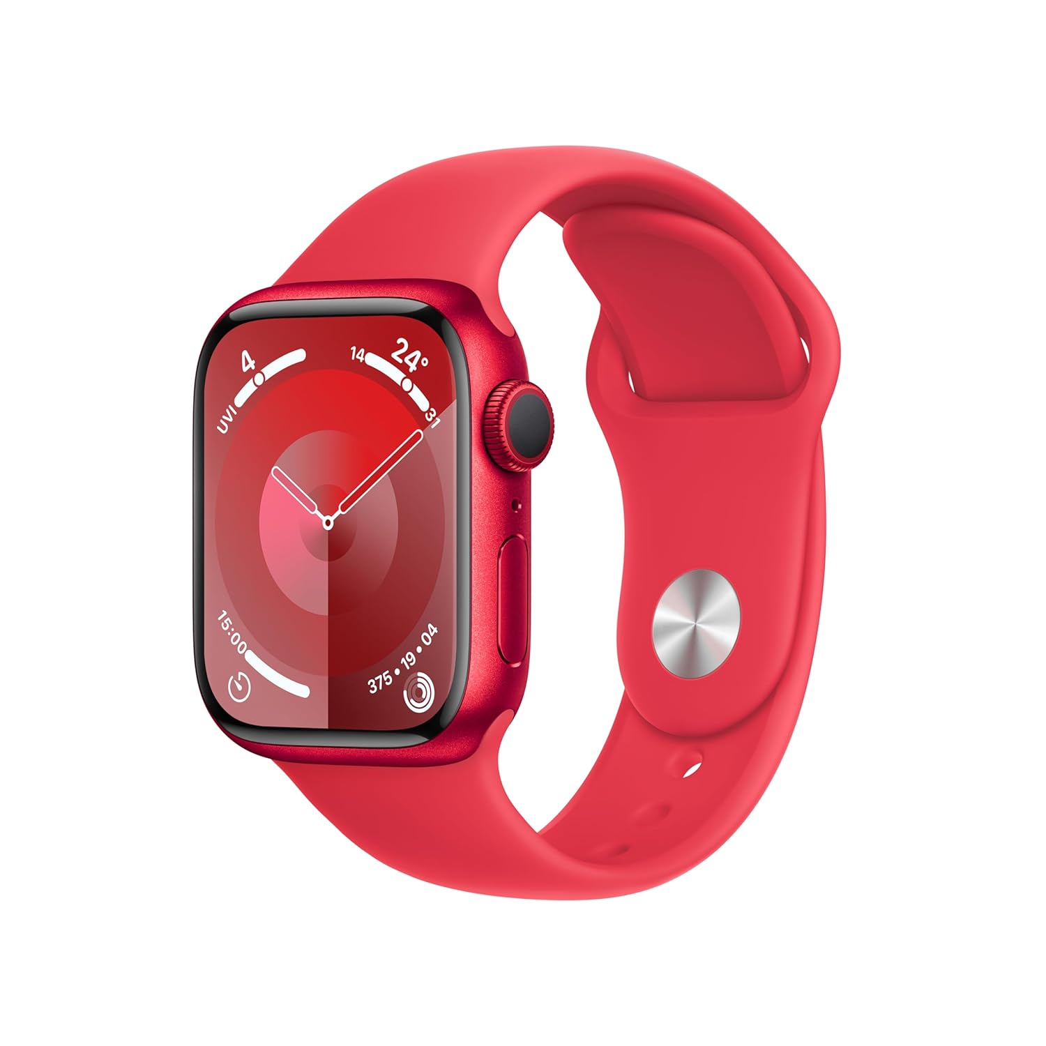 Apple Watch Series 9 [GPS 41mm] Smartwatch with (Product) RED Aluminum Case with (Product) RED Sport Band S/M. Fitness Tracker, Blood Oxygen & ECG Apps, Always-On Retina Display, Water Resistant
