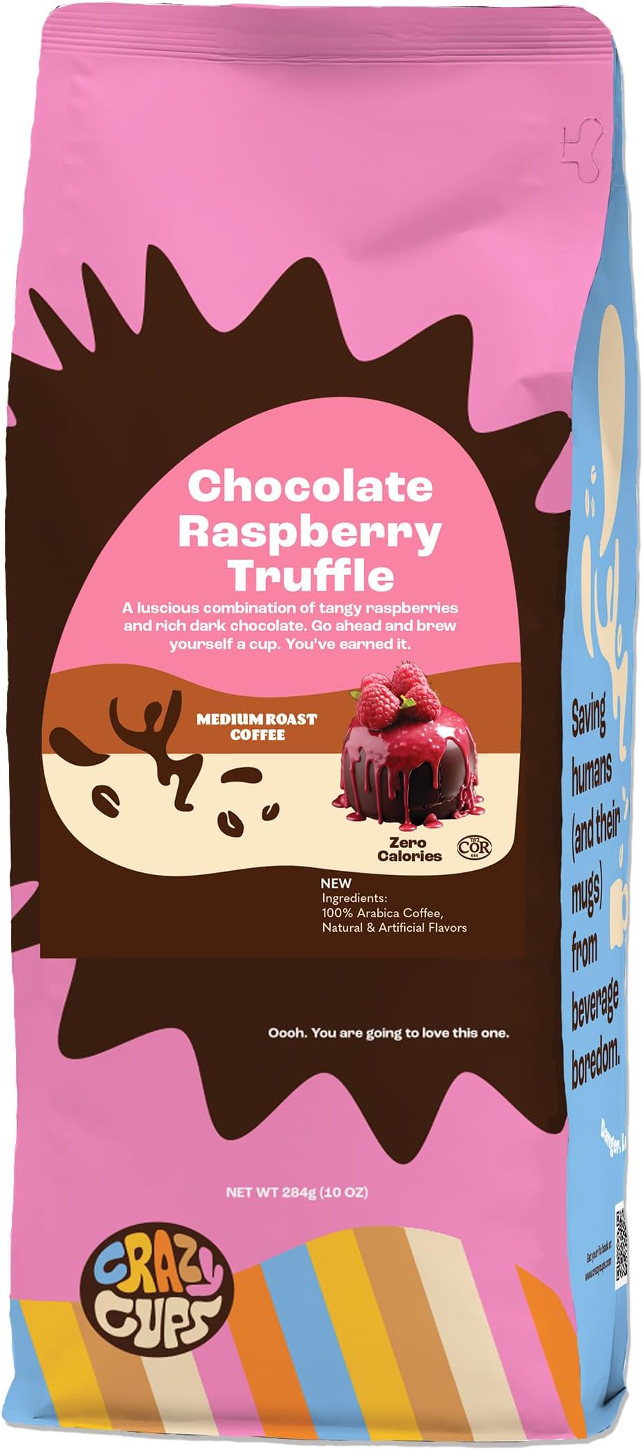 Flavored Ground Chocolate Coffee, Chocolate Raspberry Coffee in 10 oz Bag, For Brewing Flavored Hot or Iced