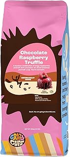 Crazy Cups Flavored Ground Chocolate Coffee, Chocolate Raspberry Coffee in 10 oz Bag, For Brewing Flavored Hot or Iced
