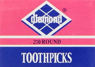 Diamond Round Multi-Colored Toothpicks, 250 Count - Natural Wood, Biodegradable for Cooking, Crafts, Cocktails & Entertaining