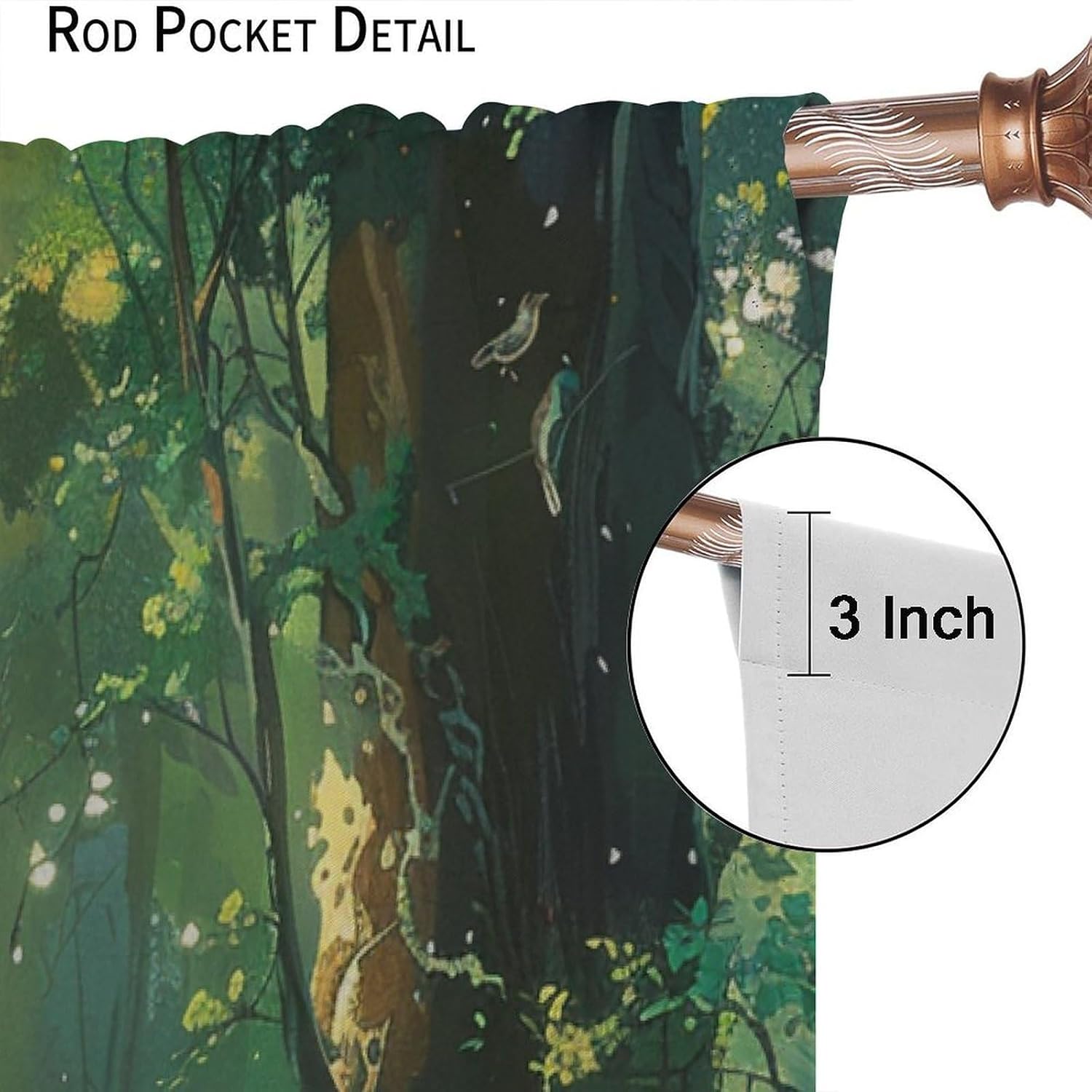 Forest Tree Sunlight Deer Blackout Curtains for Bedroom Living Room, Cute Animal Plant Woodland Thermal Insulated Room Darkening Curtain - 42" W x 54" L