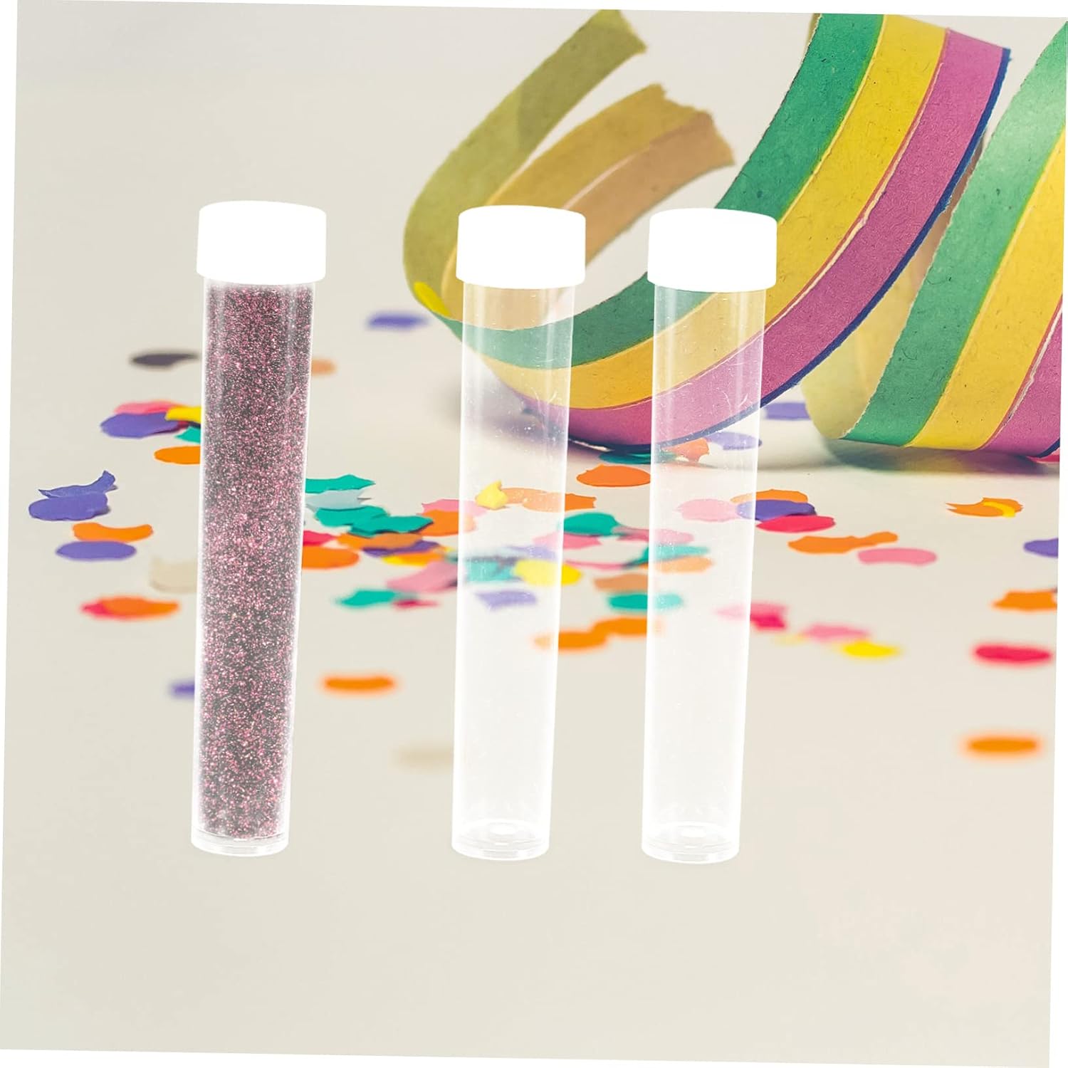 Baluue 90pcs Transparent Plastic Empty Test Tubes for Beads Glitter and Item Storage for Crafting and Organizing Supplies