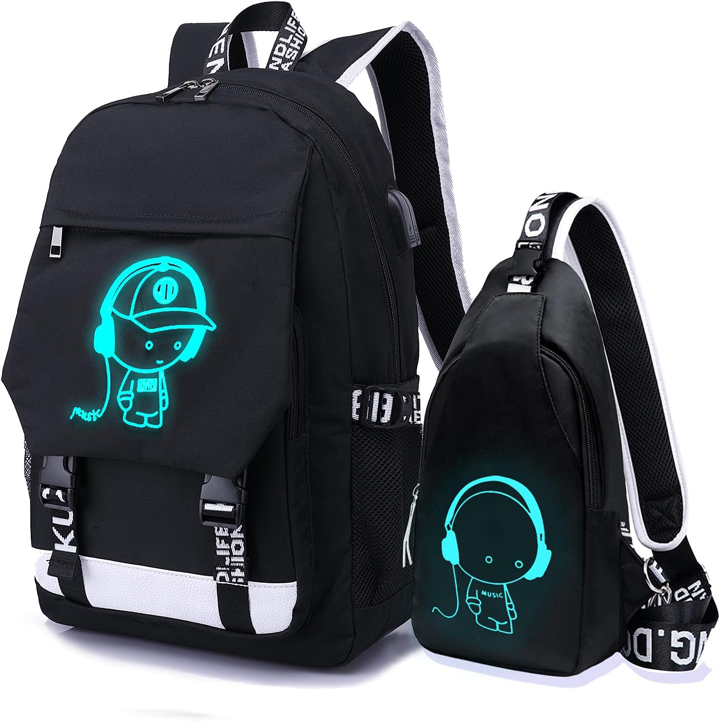 Large Teens School Backpacks Waterproof Nylon Football Printing for 8-15 Years Boys & Girls