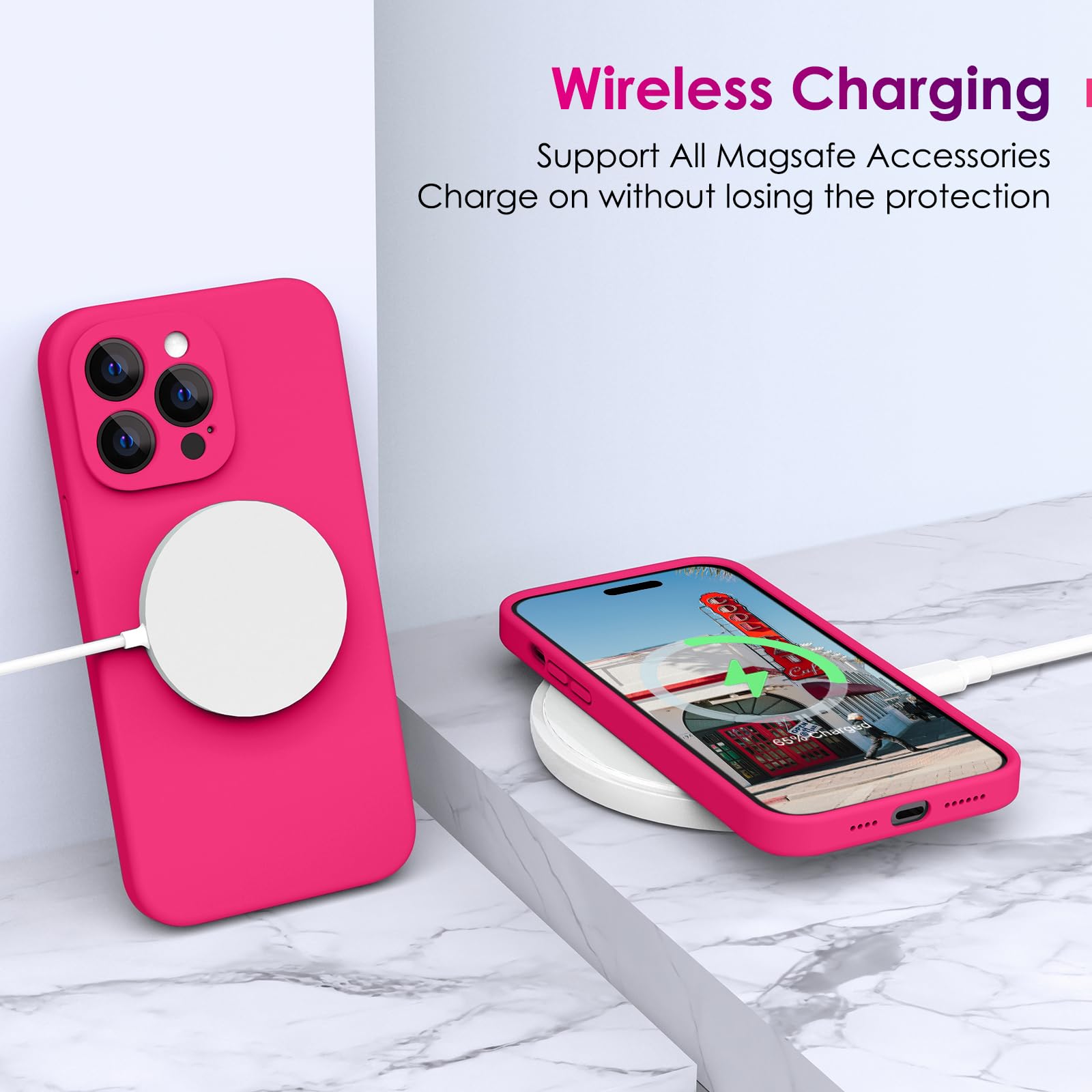 CALOOP IPhone 16 Plus Hülle – Slim-Fit, Flüssigsilikon Mit Hartem Rahmen, Stoßfest & Kratzfest – Kompatibel Mit Kabellosem Laden