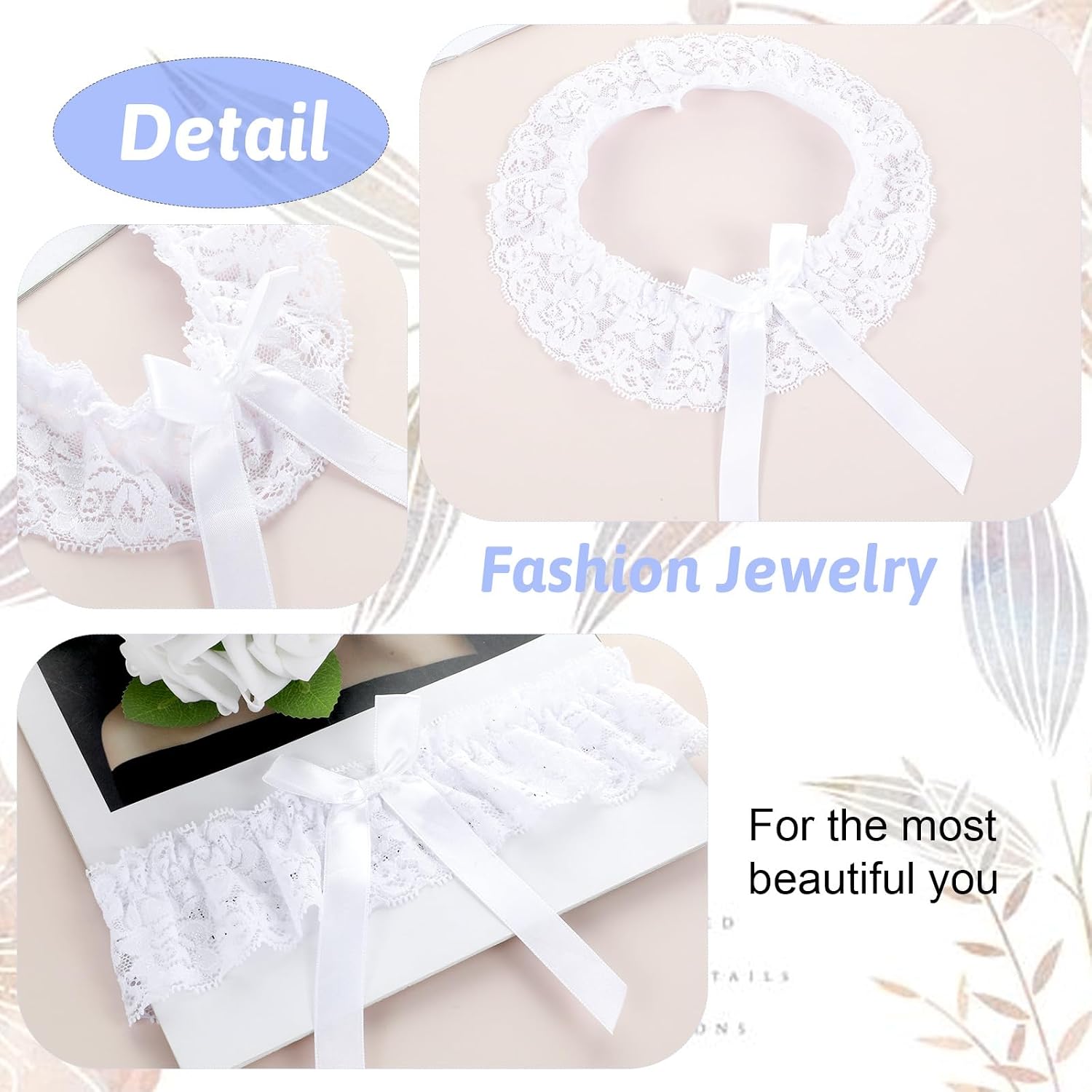 Ouligay Wedding Garter for Bride, White Garter Belt, Elegant Garters for Bride, Bridal Wedding Accessories Gifts for Women and Girls