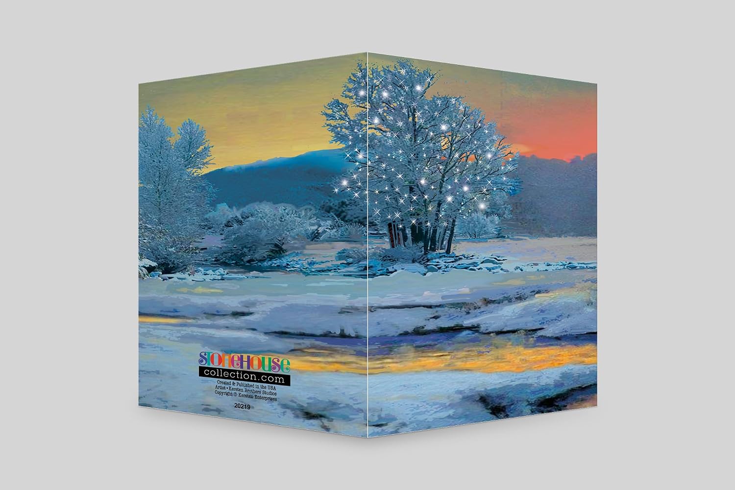 Stonehouse Collection | Custom Magical Trees in Forest Christmas Card | Peresonalized Forest Creek with White Lights Holiday Cards | Wintery Christmas Cards (Personalized)