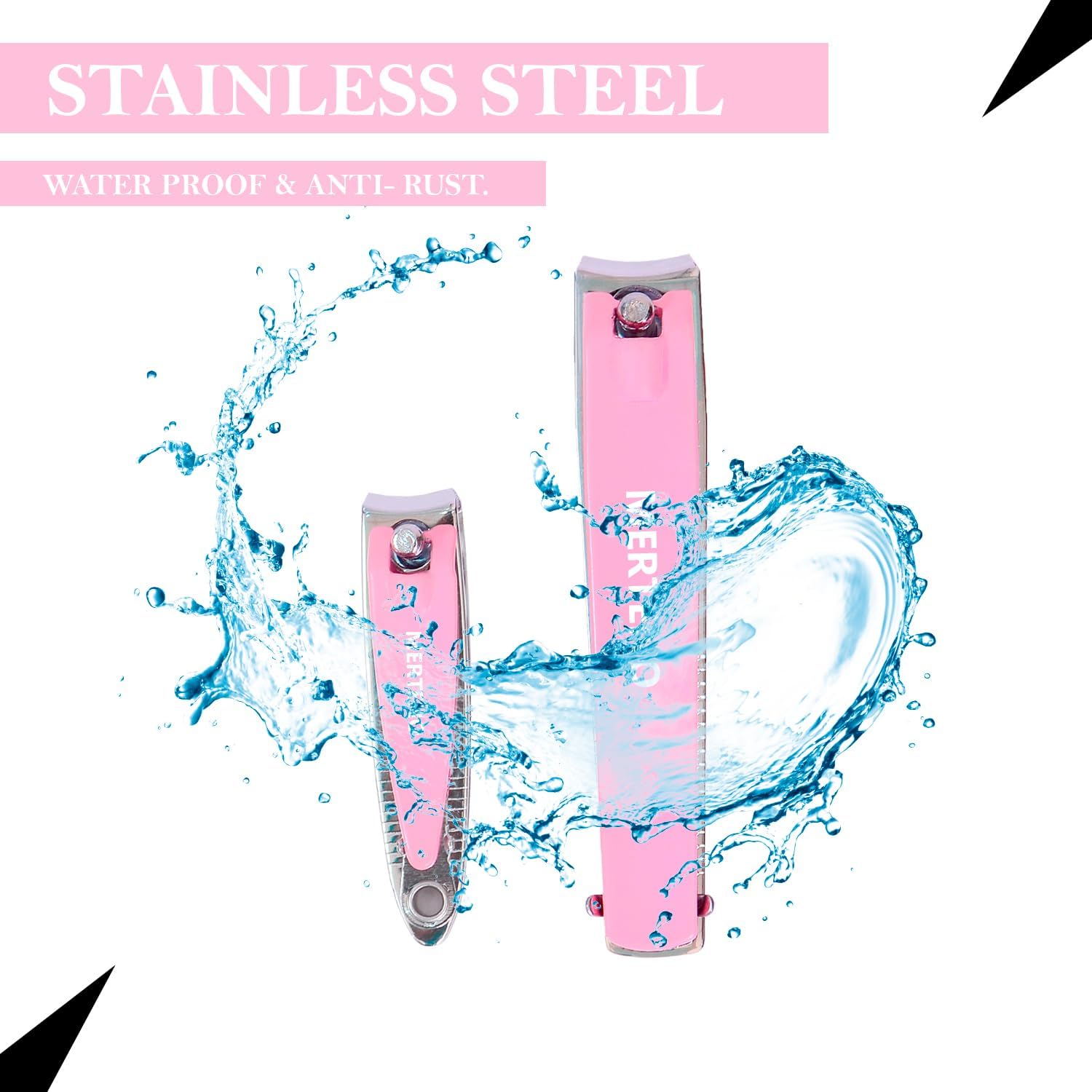 Professional Nail Clippers Set 3 Pack Premium Sharp Stainless Steel Fingernail & Toenail Clippers with Sturdy Travel Tin Case, Professional Manicure Kit Fingernail Tools for Nail Care (Pink/Silver)