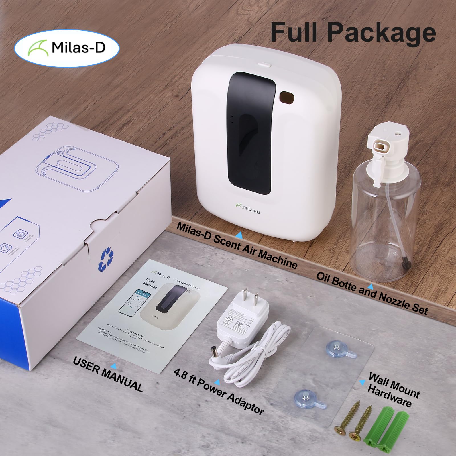 Difusor de aceites esenciales sin agua para el hogar y el comercio, difusor de aromaterapia para habitaciones grandes de hasta 2000 pies cuadrados, máquina de aire inteligente Bluetooth con tecnología