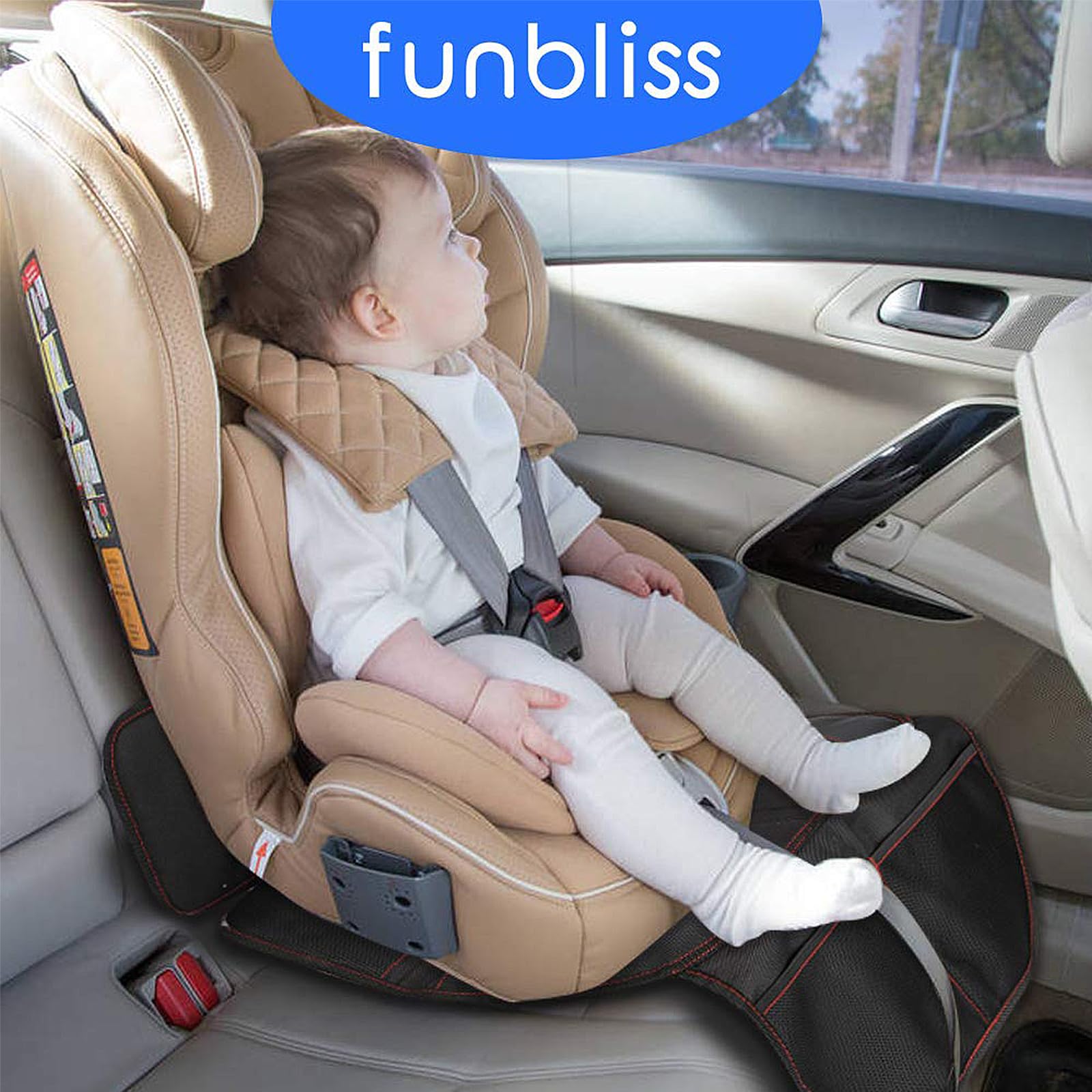 Funbliss Protecteur de siège de Voiture Etanche pour Enfant Protections de Siège en Cuir du Véhicule Antidérapant avec Poches Organisateur Facile à Nettoyer，Taille Universelle