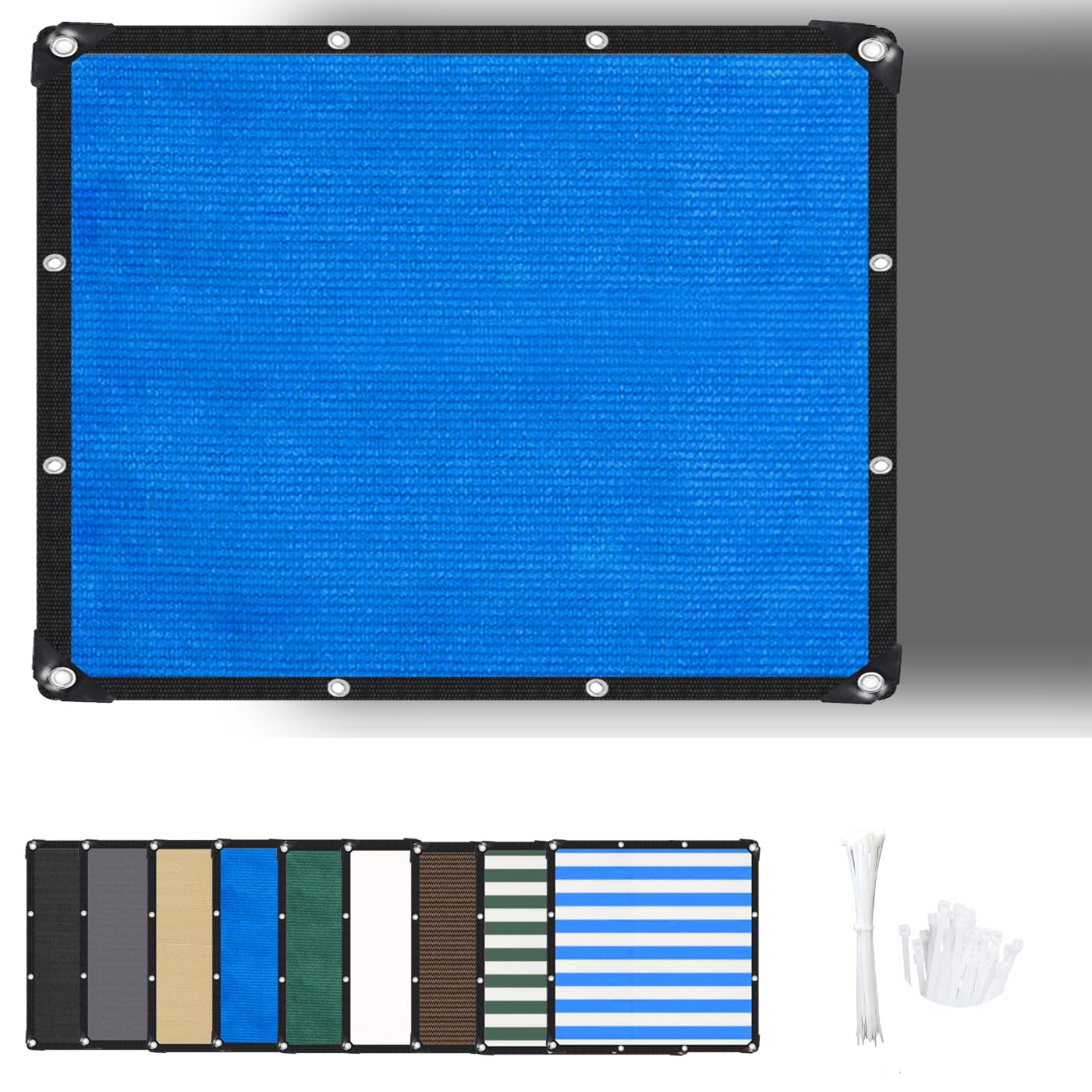 ZHhan Garden Sun Screen Fabric Shade Net Outdoor Fence Netting Screening, Backyard, Patio, Balcony, Includes Cable Ties 8 Days Delivered 9 Colors Blue,0.6x3.8m