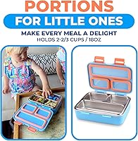 Vista 7 de kinsho Caja Bento de acero inoxidable para niños pequeños, bolsa de almuerzo aislada y botella de agua para niños pequeños. Contenedor de aperitivos