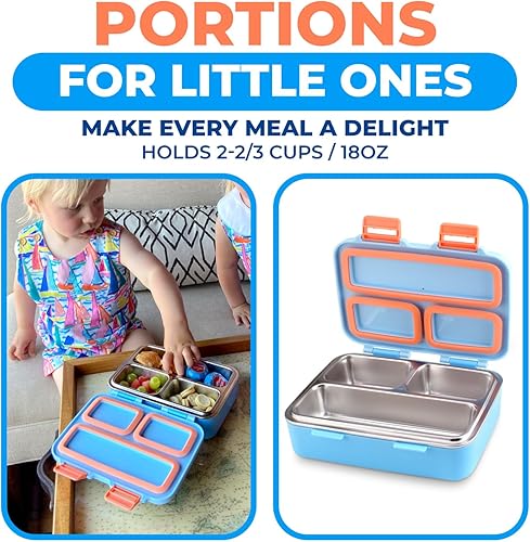 Miniatura 8 de kinsho Caja Bento de acero inoxidable para niños pequeños, bolsa de almuerzo aislada y botella de agua para niños pequeños. Contenedor de aperitivos