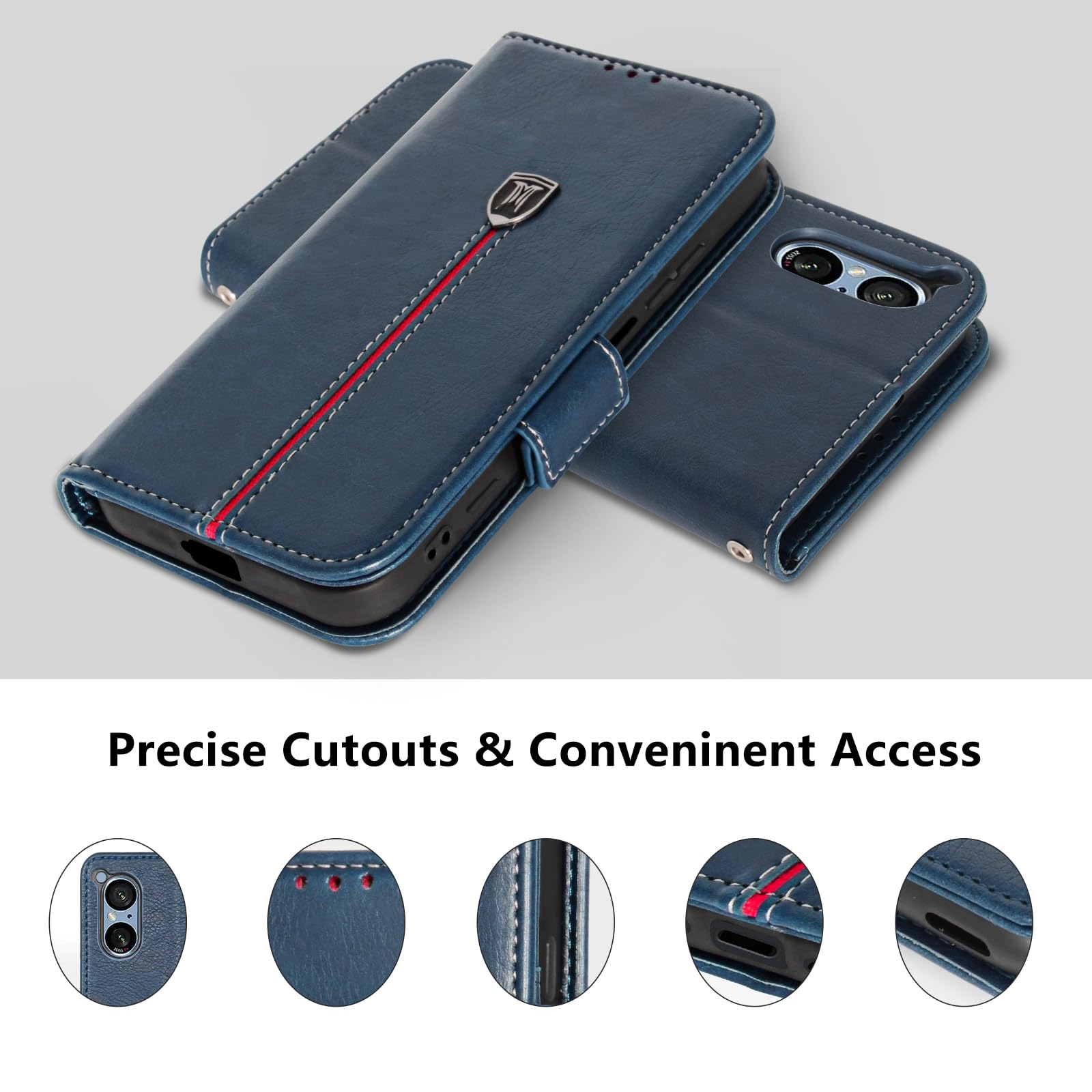 PONRFEKT Wallet Case For Sony Xperia 5 V,Shockproof Premium Vintage PU Leather Magnetic Flip Cover With Card Holder And Stand Folio Phone Cover-SkyBlue