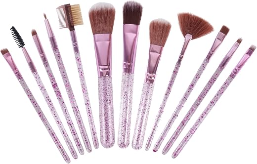 Synthetic Makeup Brushes Set with storage box Pack of 12 (Pastel Purple)