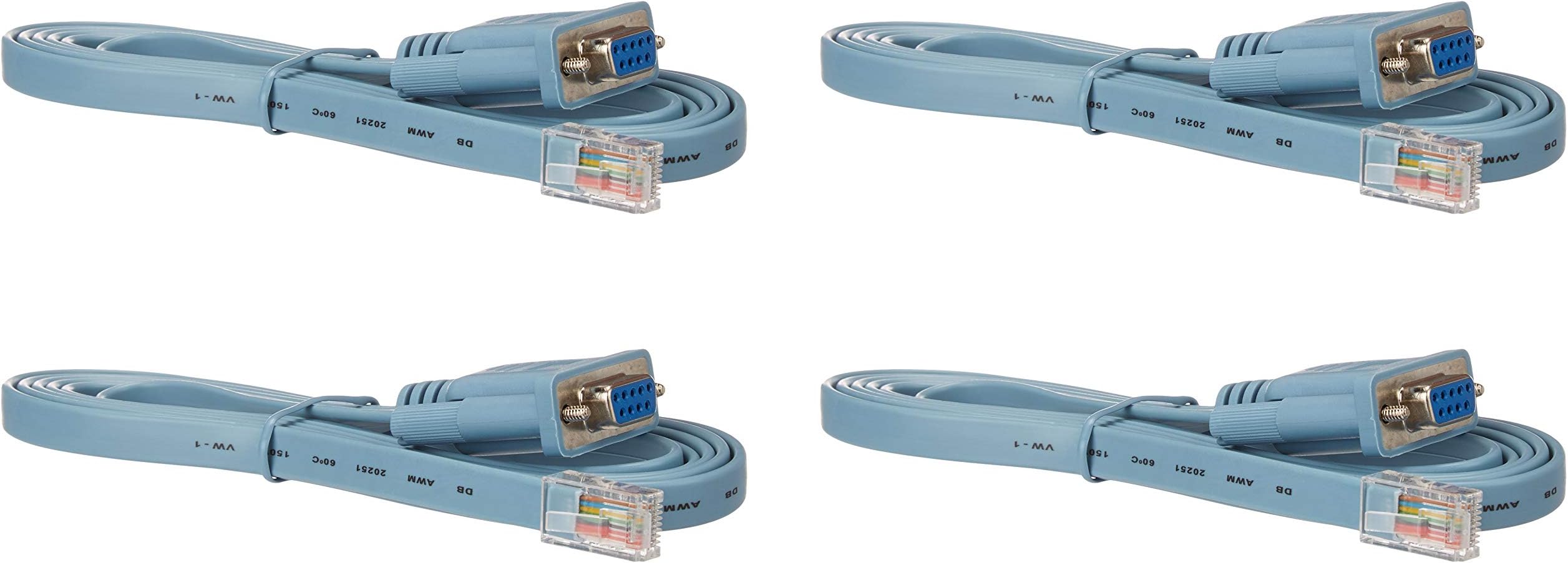RW RoutersWholesale - 6ft Rollover Console Cable Compatible/Replacement for Cisco RJ45 Male to DB9 Female 72-3383-01 (4PACK)