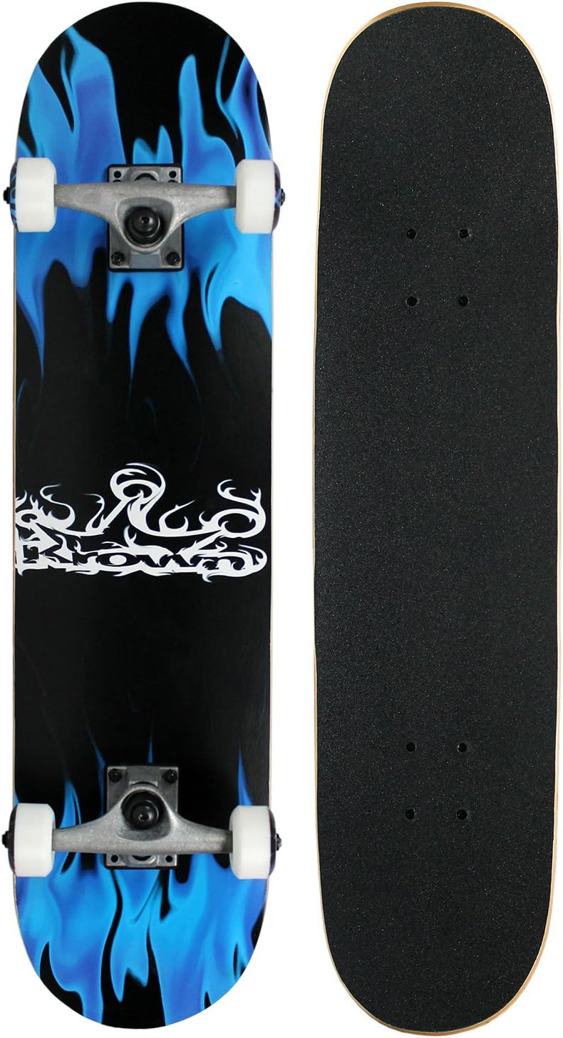 Rooke Complete Skateboard - Pro Style Quality - Maple 7-Ply Deck, Aluminum Trucks, Urethane Wheels, Precision Bearings - The Perfect Beginners First Board