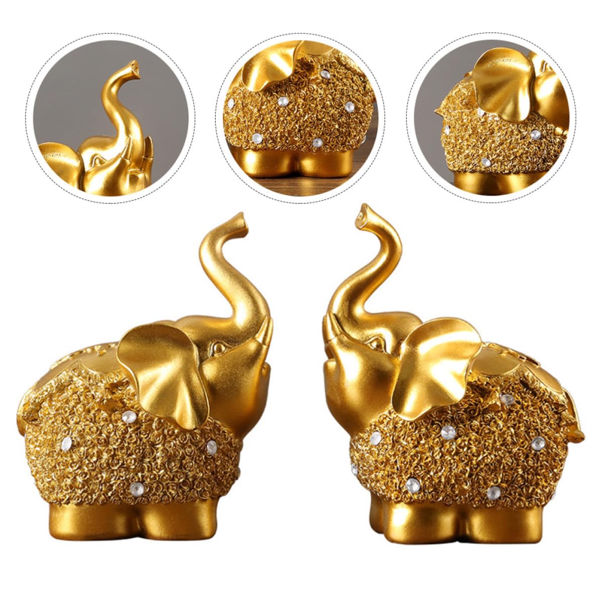 CLISPEED Ornamenti in Resina Elefante Oro 2 Pezzi Decorazione Casa Stabile e Lavorazione Fine per Arredamento Interno e Festa di Primavera