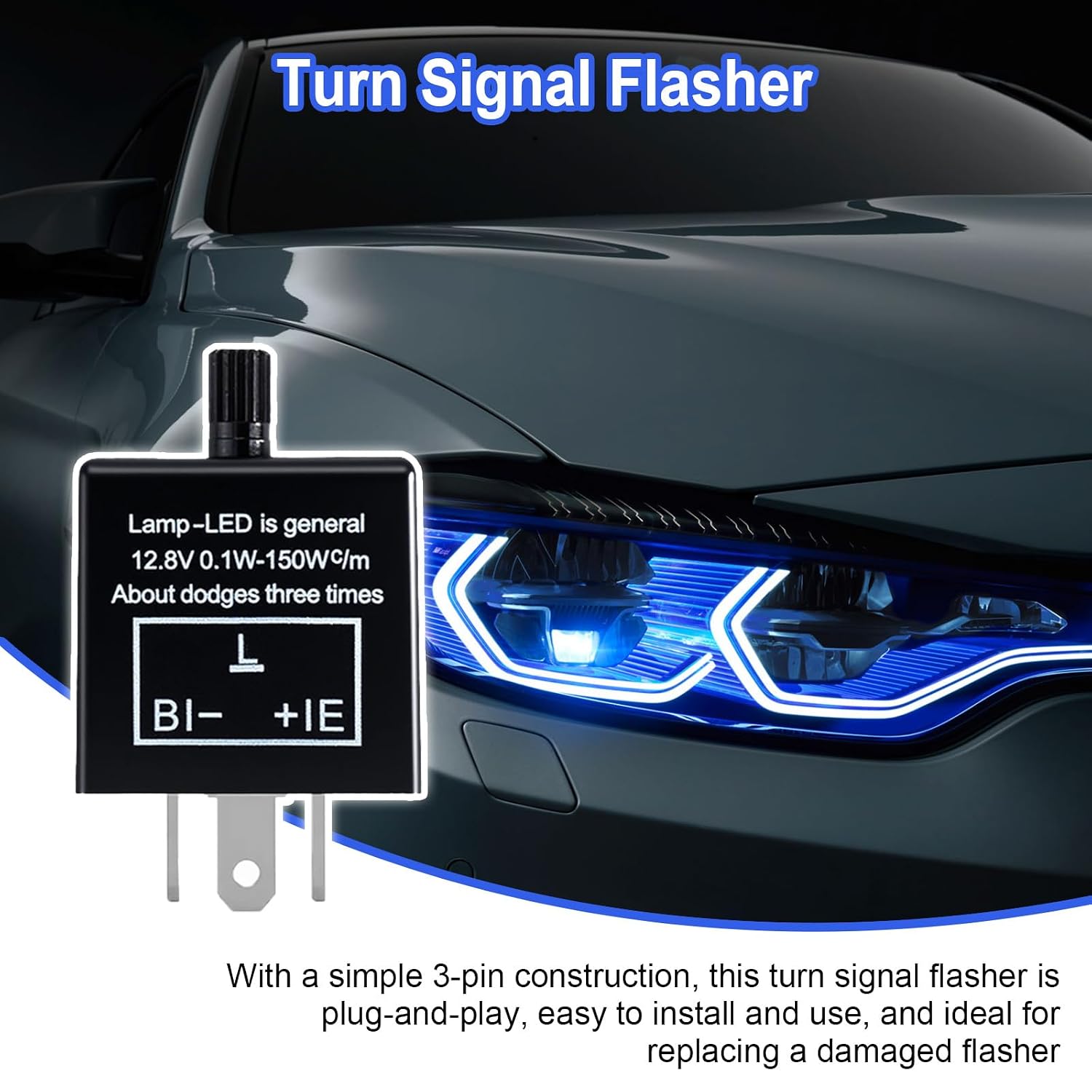 CF14 LED Electronic Flasher Relay,3-Pin 12V Adjustable Turn Signal Relays,Fix Hyper Flash&Hazard Warning for Cars,Trucks,Motorcycles,Anti-Short Circuit Design,Plug&Play Installation (Adjustable CF14)