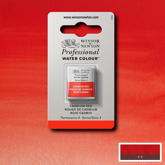 Winsor & Newton 8840162 Professional Watercolour Paint, Vivid Watercolours in Artist Quality, High Colour Brilliance & Luminosity, Non-fading, Archival Quality, 1/2 Bowl - Cadmium Red