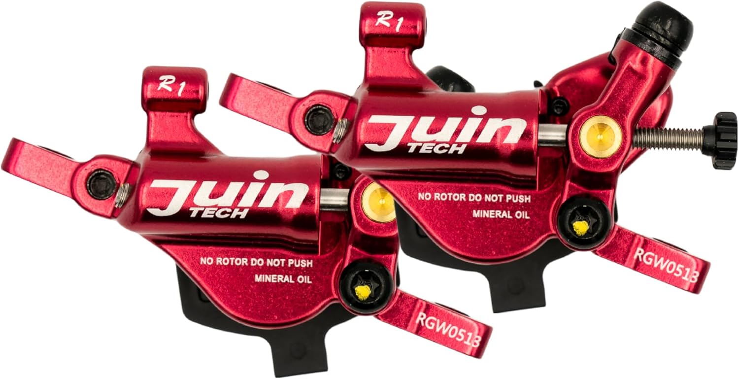 Juin R1 Hybrid Hydraulic Disc Brake Caliper, Mechanical/Hydraulic Disc Brake Kit, Red