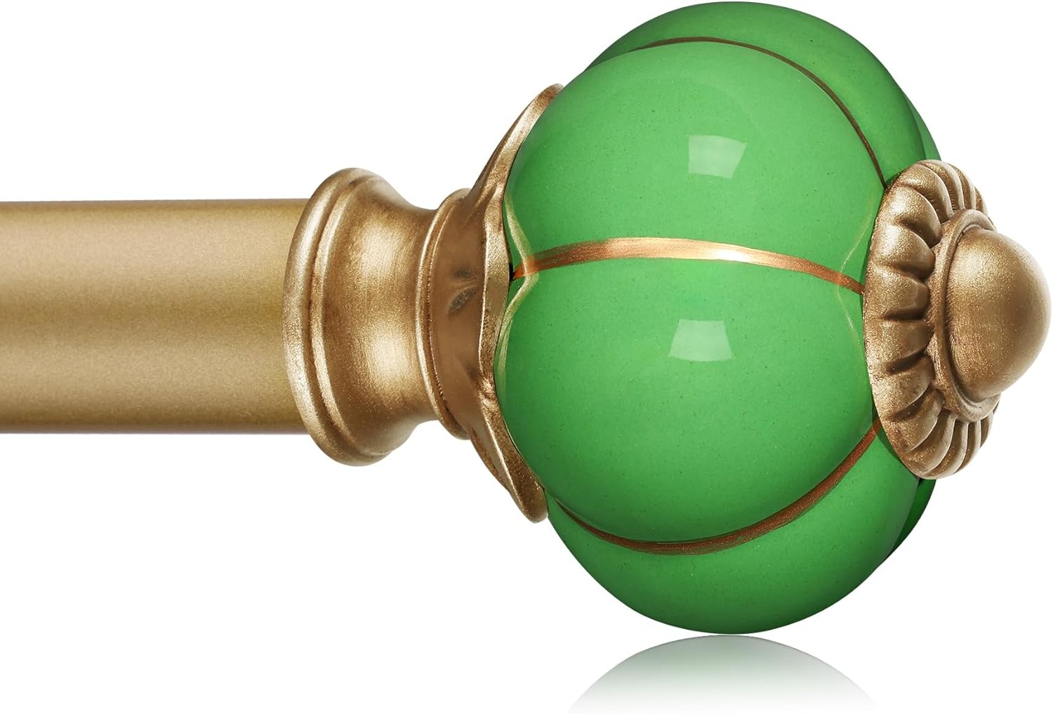 Ceramic Curtain Rods for Windows 66 to 120 Inch,1 Inch Adjustable Telescoping Drapery Rod Heavy Duty Window Treatment Single Curtain Rod Set for Bedroom,Gold Green